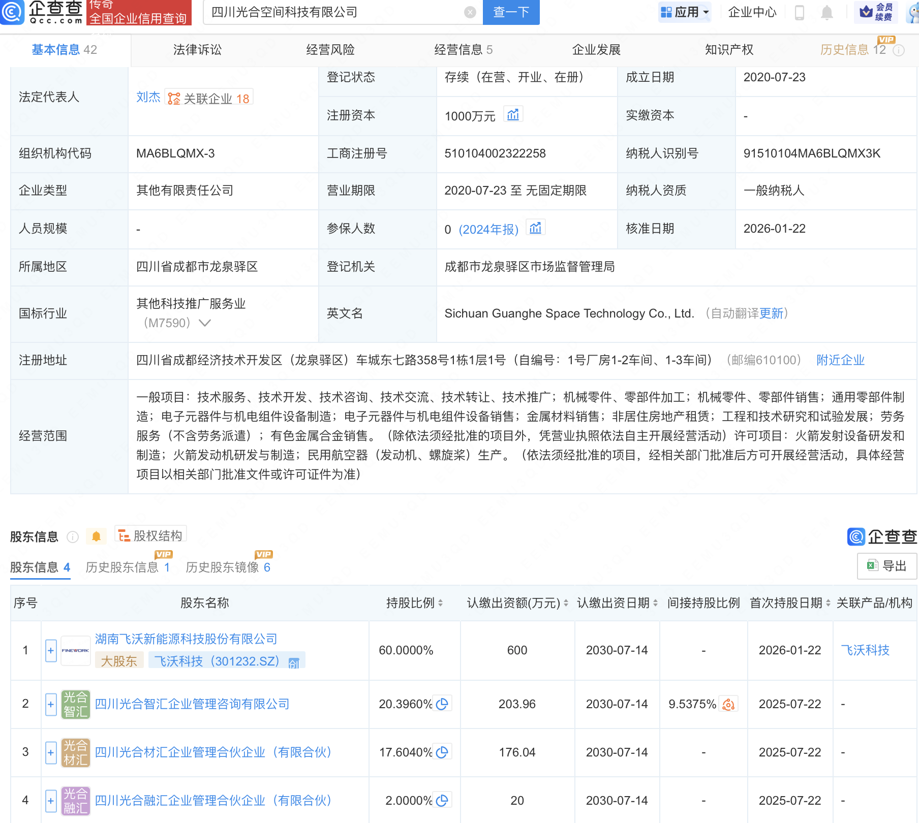 飞沃科技收购光合空间60%股权，后者含火箭发动机业务