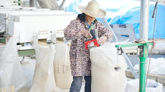 工人将精选后的种子进行封存。邹小朋 摄